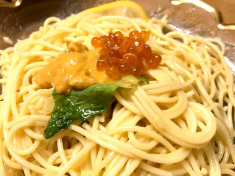 オイル仕立て♪うにいくらパスタ